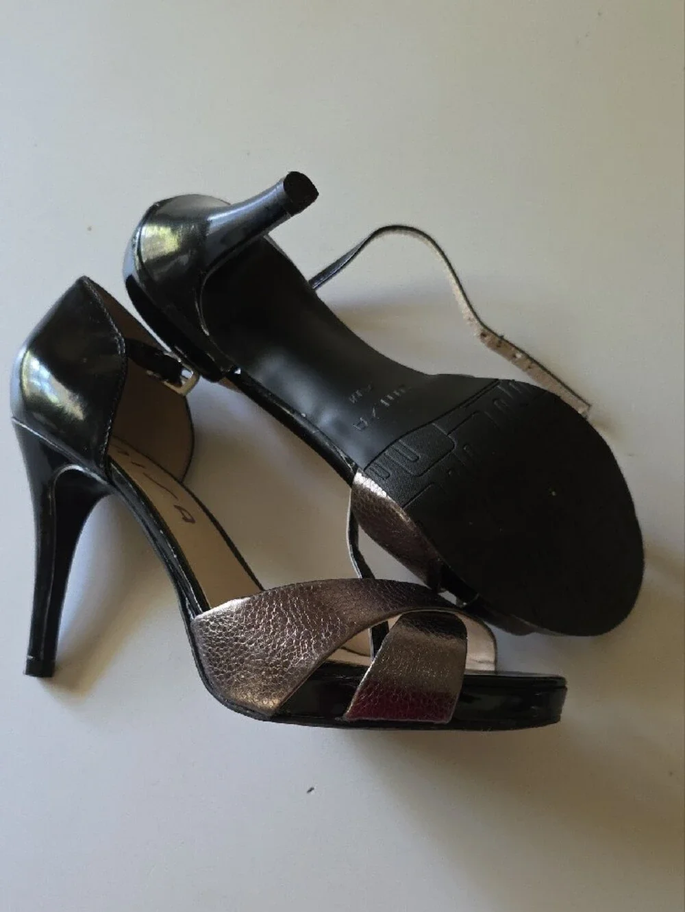 Unisa Women's Two-Tone Metallic Bronze and Black Platform Heels